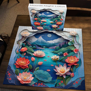 MOUNTLIT Night Lotus Jigsaw Puzzle 1000 pezzi